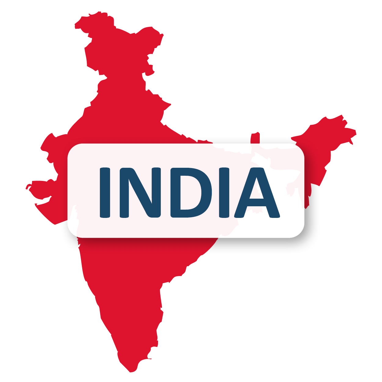 India map outline with text 'India'